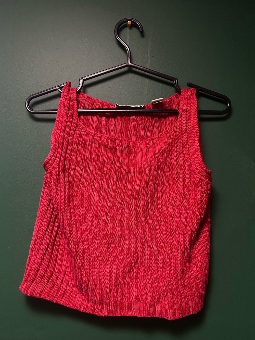 Red Ribbed Knit Tank Top - Women